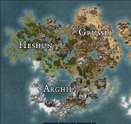 World Map, featuring Heshun, Grussel, and Arghil.