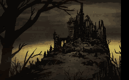 Ruined castle in the distance (Darkest Dungeon)