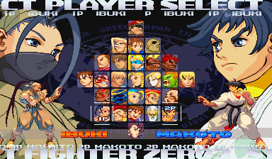 SFA3 Character Select (Ibuki and Makoto)